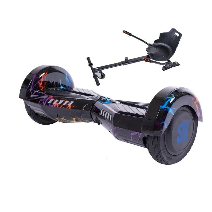 6.5 inch Hoverboard with Standard Hoverkart, Transformers Thunderstorm Blue, Standard Range and Black Ergonomic Seat, Smart Balance