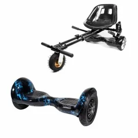 10 inch Hoverboard with Suspensions Hoverkart, Off-Road Thunderstorm, Standard Range and Black Seat with Double Suspension Set, Smart Balance