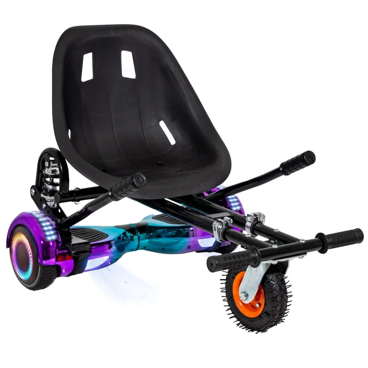 6.5 inch Hoverboard with Suspensions Hoverkart, Regular Dakota PRO, Extended Range and Black Seat with Double Suspension Set, Smart Balance