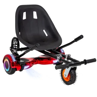 6.5 inch Hoverboard with Suspensions Hoverkart, Regular ElectroRed PRO, Extended Range and Black Seat with Double Suspension Set, Smart Balance
