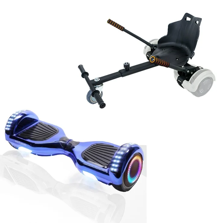 6.5 inch Hoverboard with Standard Hoverkart, Regular ElectroBlue PRO, Extended Range and Black Ergonomic Seat, Smart Balance