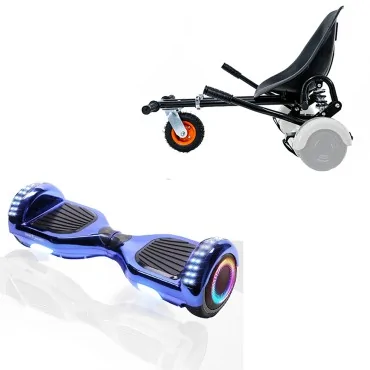 6.5 inch Hoverboard with Suspensions Hoverkart, Regular ElectroBlue PRO, Extended Range and Black Seat with Double Suspension Set, Smart Balance
