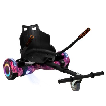 Paket Hoverboard Standard Go Kart 6.5 tums, Regular Galaxy Pink PRO, Standard Räckvidd och Svart Hoverkart, Smart Balance