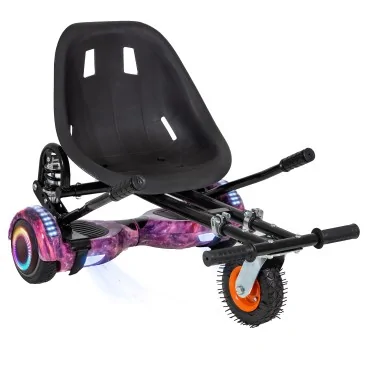 6.5 inch Hoverboard with Suspensions Hoverkart, Regular Galaxy Pink PRO, Standard Range and Black Seat with Double Suspension Set, Smart Balance