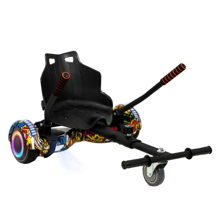 6.5 inch Hoverboard met Standaard Hoverkart, Regular HipHop PRO, Verlengde Afstand en Zwarte Hoverkart, Smart Balance