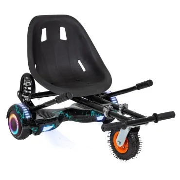 6.5 inch Hoverboard with Suspensions Hoverkart, Regular Thunderstorm PRO, Extended Range and Black Seat with Double Suspension Set, Smart Balance