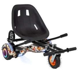 6.5 inch Hoverboard with Suspensions Hoverkart, Regular Tattoo PRO, Extended Range and Black Seat with Double Suspension Set, Smart Balance
