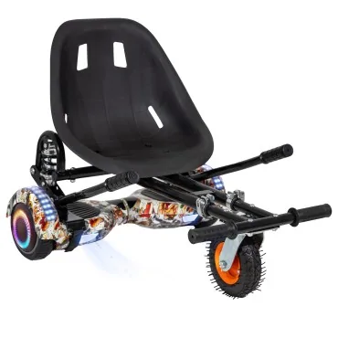 6.5 inch Hoverboard with Suspensions Hoverkart, Regular Tattoo PRO, Standard Range and Black Seat with Double Suspension Set, Smart Balance