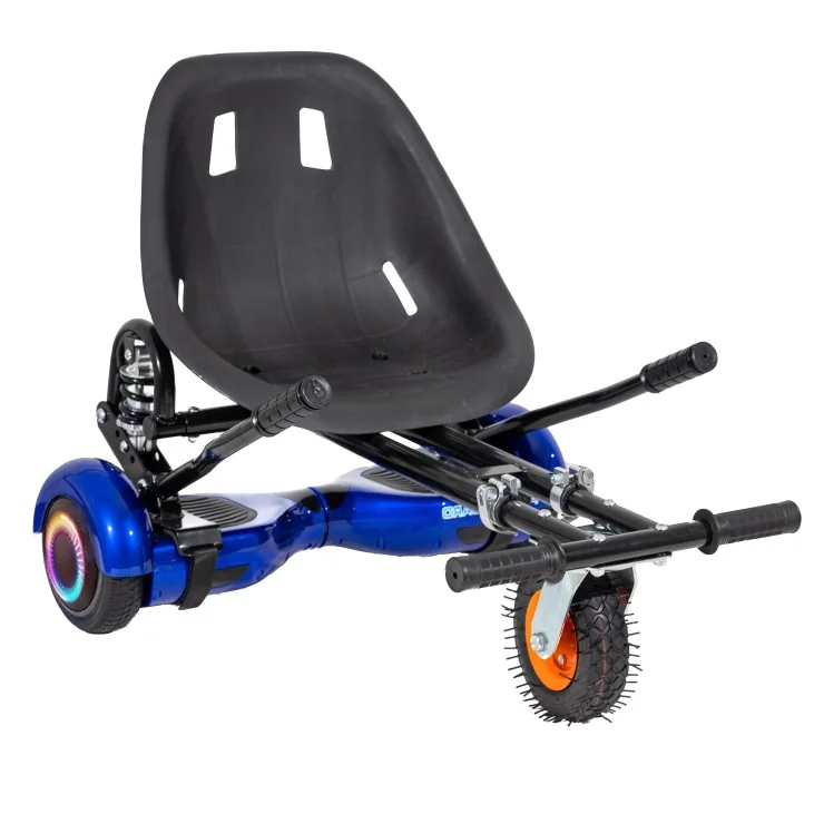 Hoverboard 6.5 Pouces et Hoverkart avec Amortisseurs, Regular Blue PowerBoard PRO, Grande Autonomie et Hoverkart Noir avec Amortisseurs, Smart Balance