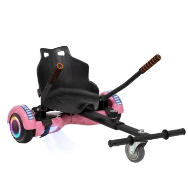 6.5 inch Hoverboard with Standard Hoverkart, Regular Pink PRO, Extended Range and Black Ergonomic Seat, Smart Balance