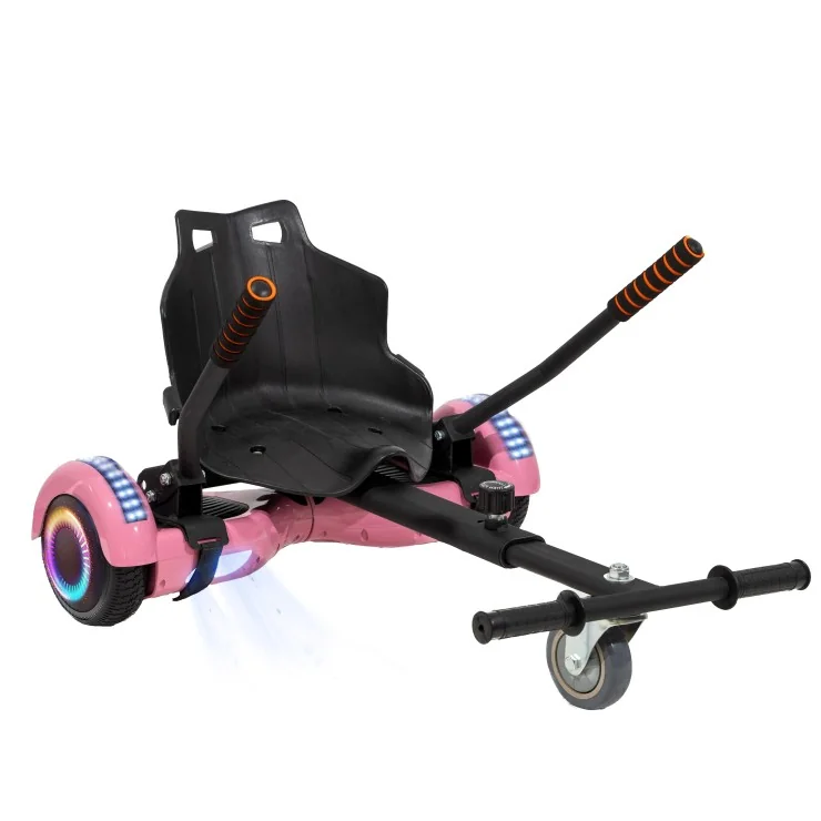 6.5 inch Hoverboard with Standard Hoverkart, Regular Pink PRO, Standard Range and Black Ergonomic Seat, Smart Balance