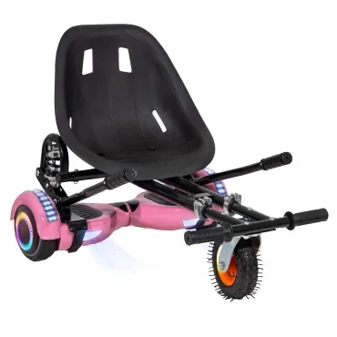 6.5 inch Hoverboard with Suspensions Hoverkart, Regular Pink PRO, Standard Range and Black Seat with Double Suspension Set, Smart Balance