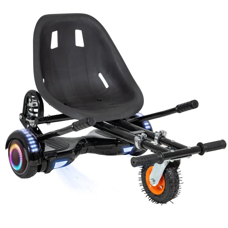 Hoverboard 6.5 Pouces et Hoverkart avec Amortisseurs, Regular Black PRO, Grande Autonomie et Hoverkart Noir avec Amortisseurs, Smart Balance