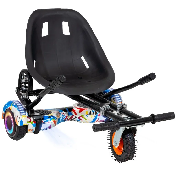 6.5 inch Hoverboard with Suspensions Hoverkart, Regular Splash PRO, Standard Range and Black Seat with Double Suspension Set, Smart Balance