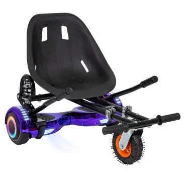 6.5 inch Hoverboard with Suspensions Hoverkart, Regular ElectroPurple PRO, Standard Range and Black Seat with Double Suspension Set, Smart Balance