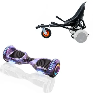 6.5 inch Hoverboard with Suspensions Hoverkart, Regular Galaxy PRO, Extended Range and Black Seat with Double Suspension Set, Smart Balance