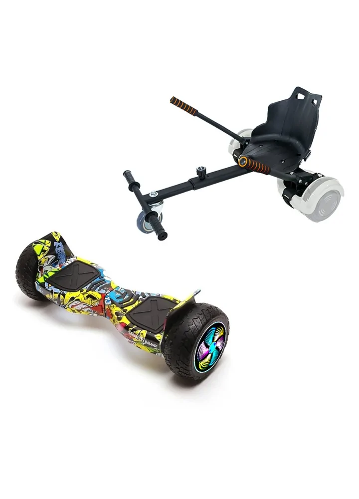 8.5 inch Hoverboard met Standaard Hoverkart Hummer HipHop PRO Verlengde Afstand en Zwarte Hoverkart Smart Balance