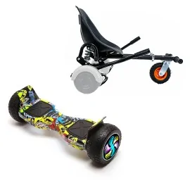 8.5 inch Hoverboard with Suspensions Hoverkart, Hummer HipHop PRO, Extended Range and Black Seat with Double Suspension Set, Smart Balance