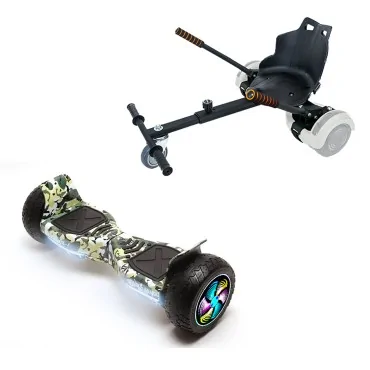 8.5 inch Hoverboard with Standard Hoverkart, Hummer Camouflage PRO, Extended Range and Black Ergonomic Seat, Smart Balance