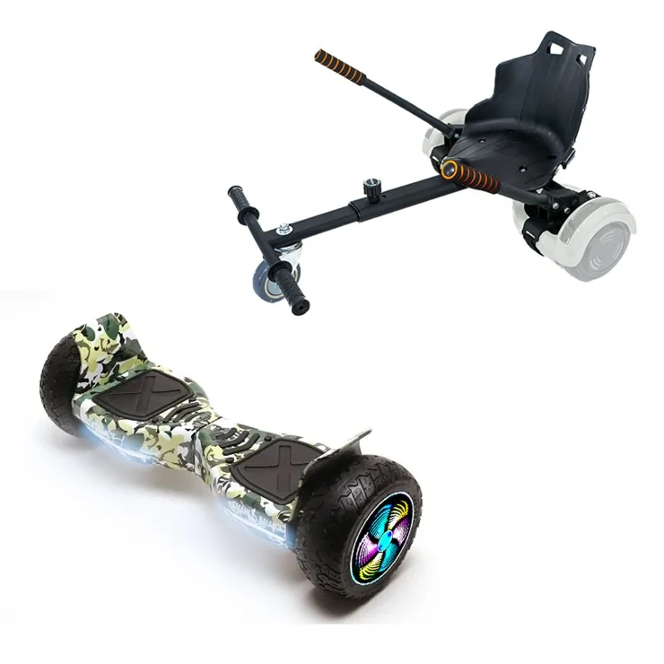 8.5 inch Hoverboard met Standaard Hoverkart, Hummer Camouflage PRO, Verlengde Afstand en Zwarte Hoverkart, Smart Balance