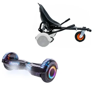 6.5 inch Hoverboard with Suspensions Hoverkart, Transformers Thunderstorm Blue PRO, Extended Range and Black Seat with Double Suspension Set, Smart Balance