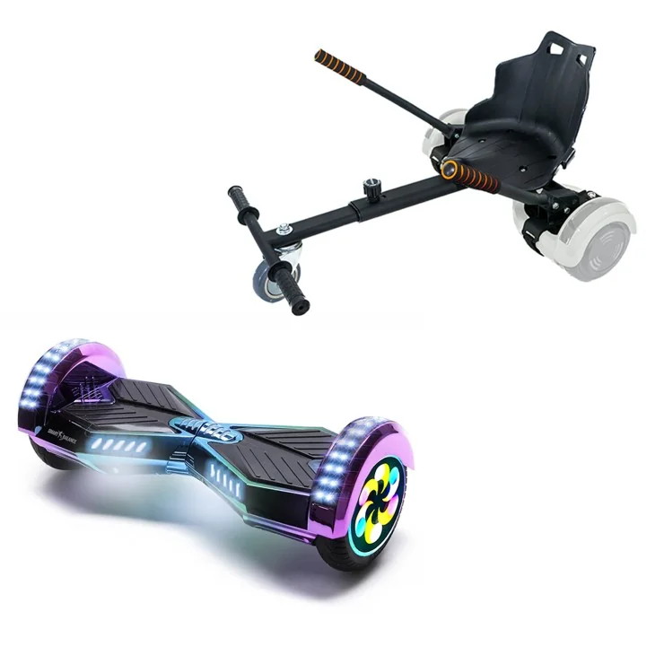 8 inch Hoverboard with Standard Hoverkart, Transformers Dakota PRO, Extended Range and Black Ergonomic Seat, Smart Balance