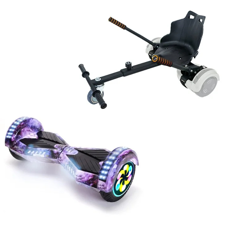 Paket Hoverboard Standard Go Kart 8 tums, Transformers Galaxy PRO, Lång Räckvidd och Svart Hoverkart, Smart Balance