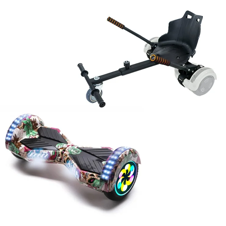 8 inch Hoverboard met Standaard Hoverkart, Transformers SkullColor PRO, Standard Afstand en Zwarte Hoverkart, Smart Balance