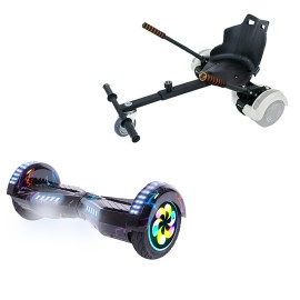 8 inch Hoverboard with Standard Hoverkart, Transformers Thunderstorm Blue PRO, Extended Range and Black Ergonomic Seat, Smart Balance