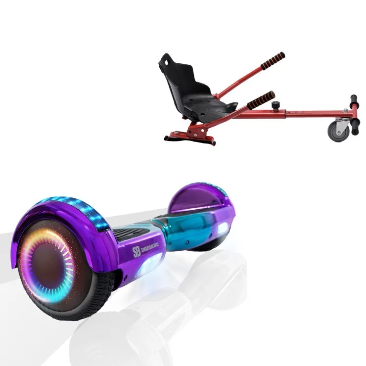 6.5 inch Hoverboard with Standard Hoverkart, Regular Dakota PRO, Extended Range and Red Ergonomic Seat, Smart Balance