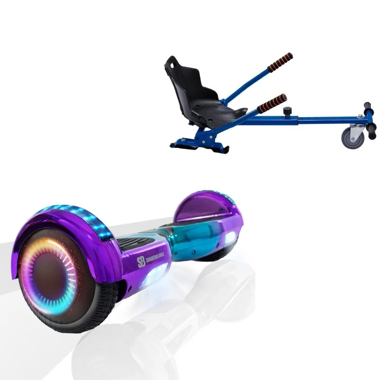 6.5 inch Hoverboard met Standaard Hoverkart, Regular Dakota PRO, Verlengde Afstand en Blauw Hoverkart, Smart Balance