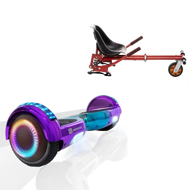 Hoverboard 6.5 Pouces et Hoverkart avec Amortisseurs, Regular Dakota PRO, Grande Autonomie et Hoverkart Rouge avec Amortisseurs, Smart Balance