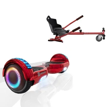 6.5 inch Hoverboard with Standard Hoverkart, Regular ElectroRed PRO, Extended Range and Red Ergonomic Seat, Smart Balance