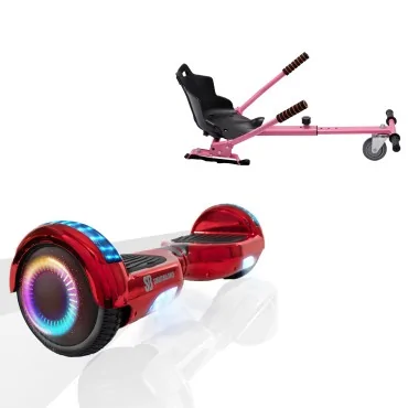 6.5 inch Hoverboard with Standard Hoverkart, Regular ElectroRed PRO, Extended Range and Pink Ergonomic Seat, Smart Balance