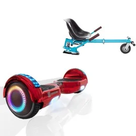 6.5 inch Hoverboard with Suspensions Hoverkart, Regular ElectroRed PRO, Extended Range and Blue Seat with Double Suspension Set, Smart Balance