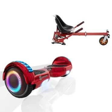 6.5 inch Hoverboard with Suspensions Hoverkart, Regular ElectroRed PRO, Extended Range and Red Seat with Double Suspension Set, Smart Balance