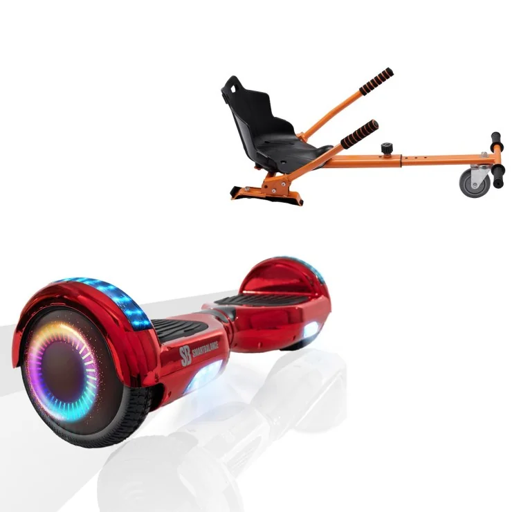 6.5 inch Hoverboard with Standard Hoverkart, Regular ElectroRed PRO, Standard Range and Orange Ergonomic Seat, Smart Balance