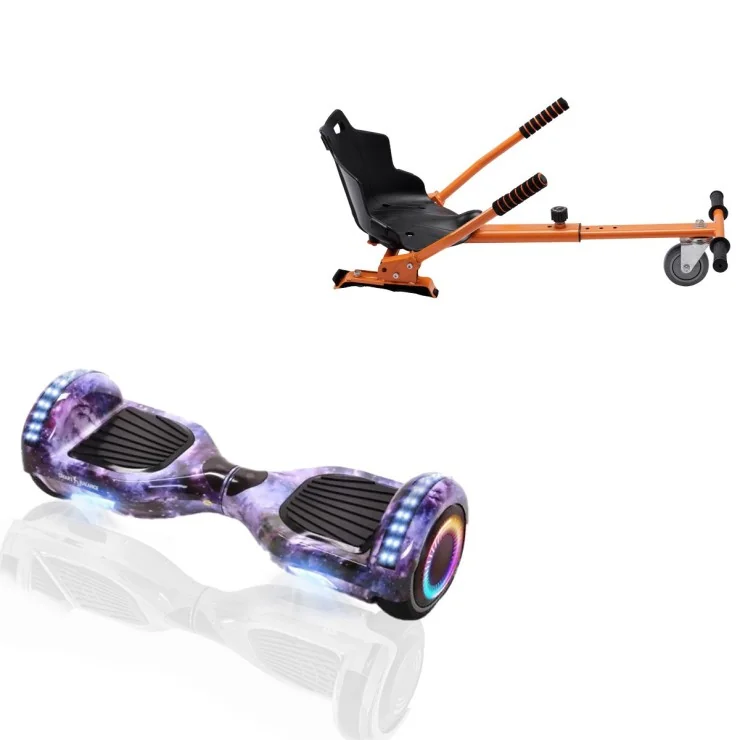 Paket Hoverboard Standard Go Kart 6.5 tums, Regular Galaxy PRO, Lång Räckvidd och Orange Hoverkart, Smart Balance