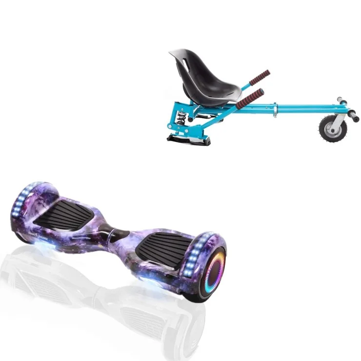 Paket Hoverboard Go Kart med Stötdämpare, 6.5 tums, Regular Galaxy PRO, Lång Räckvidd och Blå Hoverkart med Stötdämpare, Smart Balance