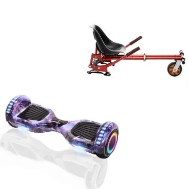 6.5 inch Hoverboard with Suspensions Hoverkart, Regular Galaxy PRO, Extended Range and Red Seat with Double Suspension Set, Smart Balance