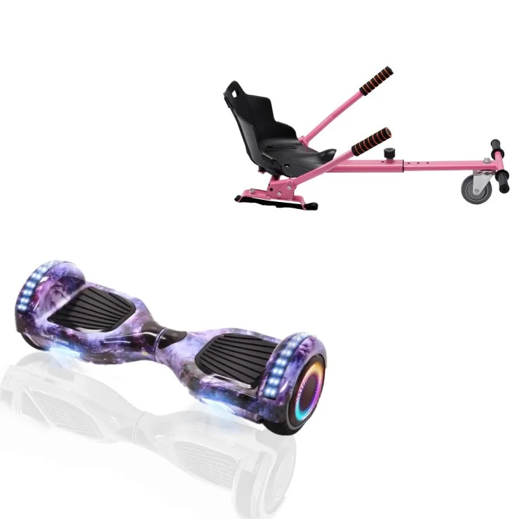 6.5 inch Hoverboard with Standard Hoverkart, Regular Galaxy PRO, Standard Range and Pink Ergonomic Seat, Smart Balance