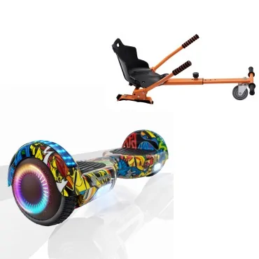 6.5 inch Hoverboard with Standard Hoverkart, Regular HipHop PRO, Extended Range and Orange Ergonomic Seat, Smart Balance