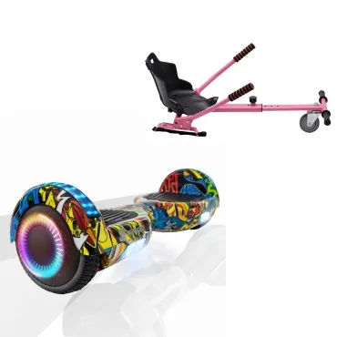 6.5 inch Hoverboard with Standard Hoverkart, Regular HipHop PRO, Extended Range and Pink Ergonomic Seat, Smart Balance