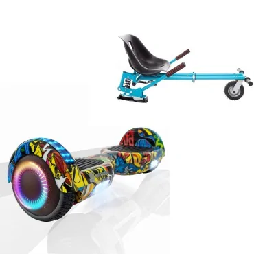 6.5 inch Hoverboard with Suspensions Hoverkart, Regular HipHop PRO, Extended Range and Blue Seat with Double Suspension Set, Smart Balance