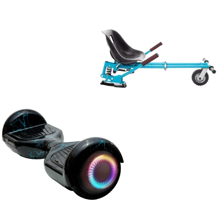 Hoverboard 6.5 Pouces et Hoverkart avec Amortisseurs, Regular Thunderstorm Blue PRO, Grande Autonomie et Hoverkart Bleu avec Amortisseurs, Smart Balance