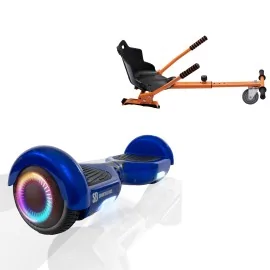 6.5 Zoll Hoverboard mit Standard Sitz, Regular Blue PowerBoard PRO, Maximale Reichweite und Orange Hoverboard Sitz, Smart Balance
