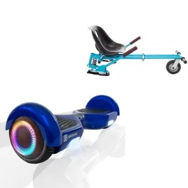 6.5 inch Hoverboard with Suspensions Hoverkart, Regular Blue PowerBoard PRO, Extended Range and Blue Seat with Double Suspension Set, Smart Balance