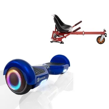 6.5 inch Hoverboard with Suspensions Hoverkart, Regular Blue PowerBoard PRO, Extended Range and Red Seat with Double Suspension Set, Smart Balance