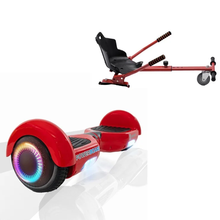 Hoverboard 6.5 Pouces et Standard Hoverkart Kit, Regular Red PowerBoard PRO, Grande Autonomie et Hoverkart Rouge Standard, Smart Balance