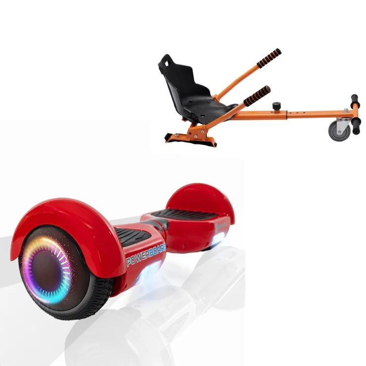 Hoverboard 6.5 Pouces et Standard Hoverkart Kit, Regular Red PowerBoard PRO, Grande Autonomie et Hoverkart Orange Standard, Smart Balance